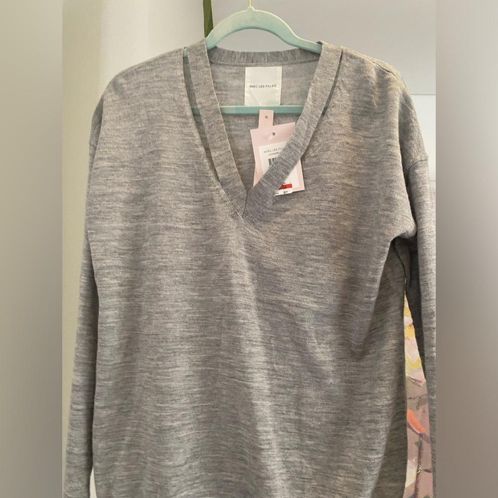 Avec Les Filles Heater Grey Sweater
